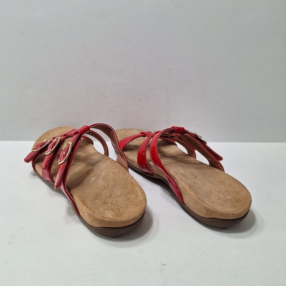 Vionic Red Orthaheel Patent Leather Adjustable Straps Slide Sandals Size 7 - Picture 6 of 12